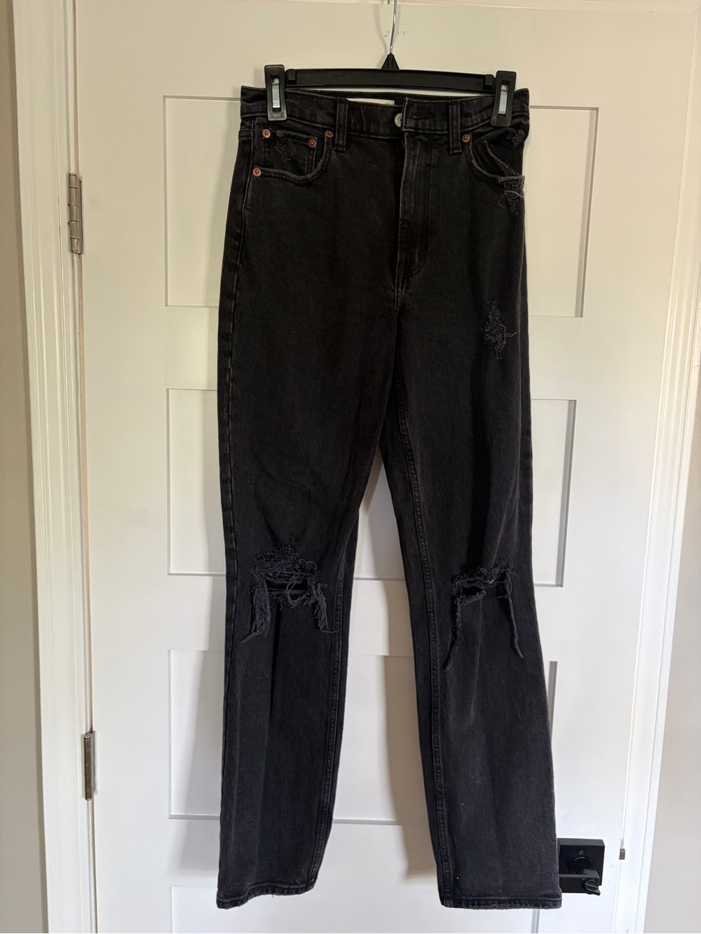 Abercrombie & Fitch Black Distressed High-Rise Jeans